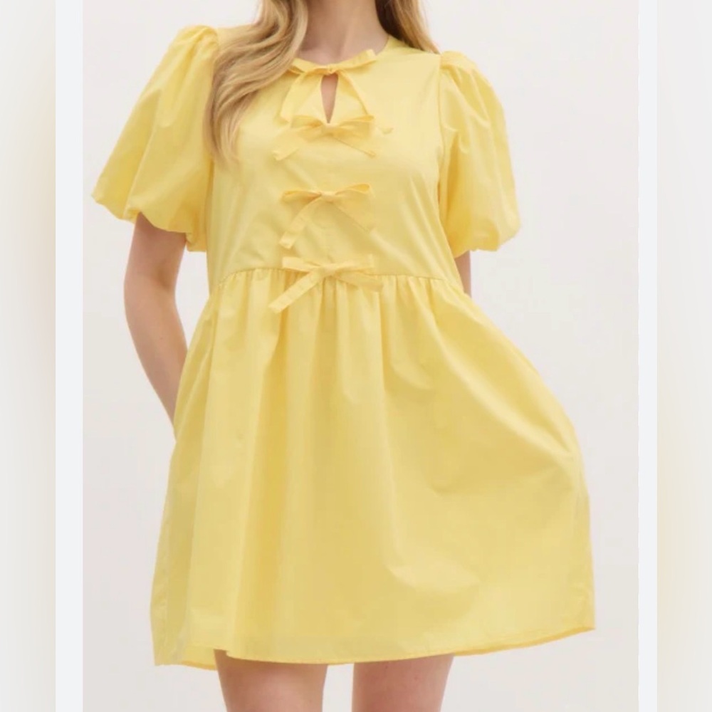 NEW Joie Cotton Mini Dress Short Sleeve Yellow